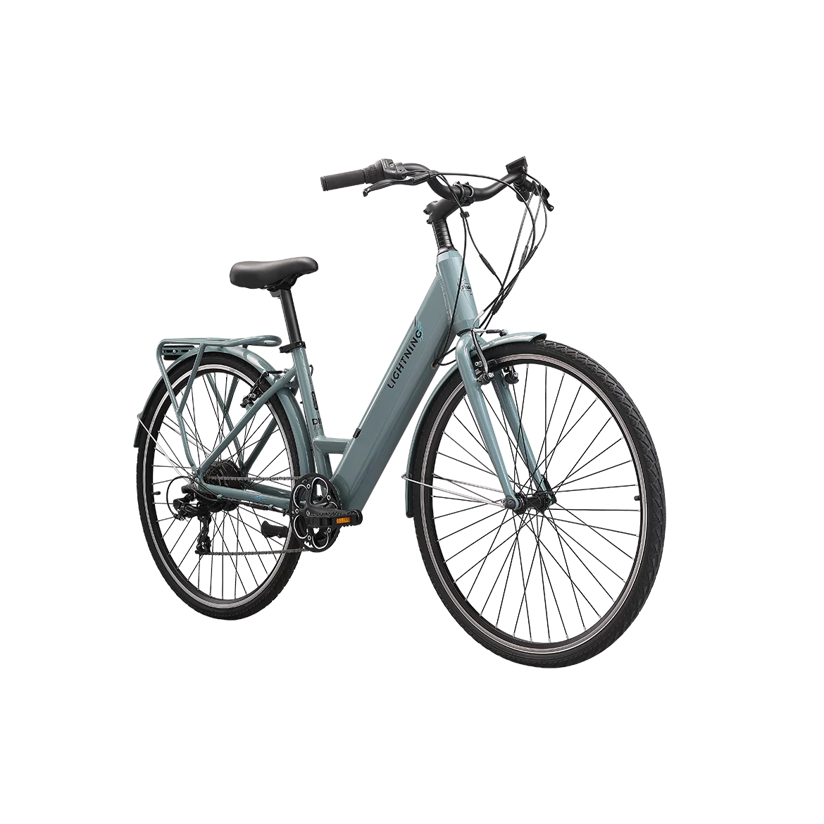 Pedal Lightning Step Through Electric Hybrid Bike Grey/Blue - Image 2