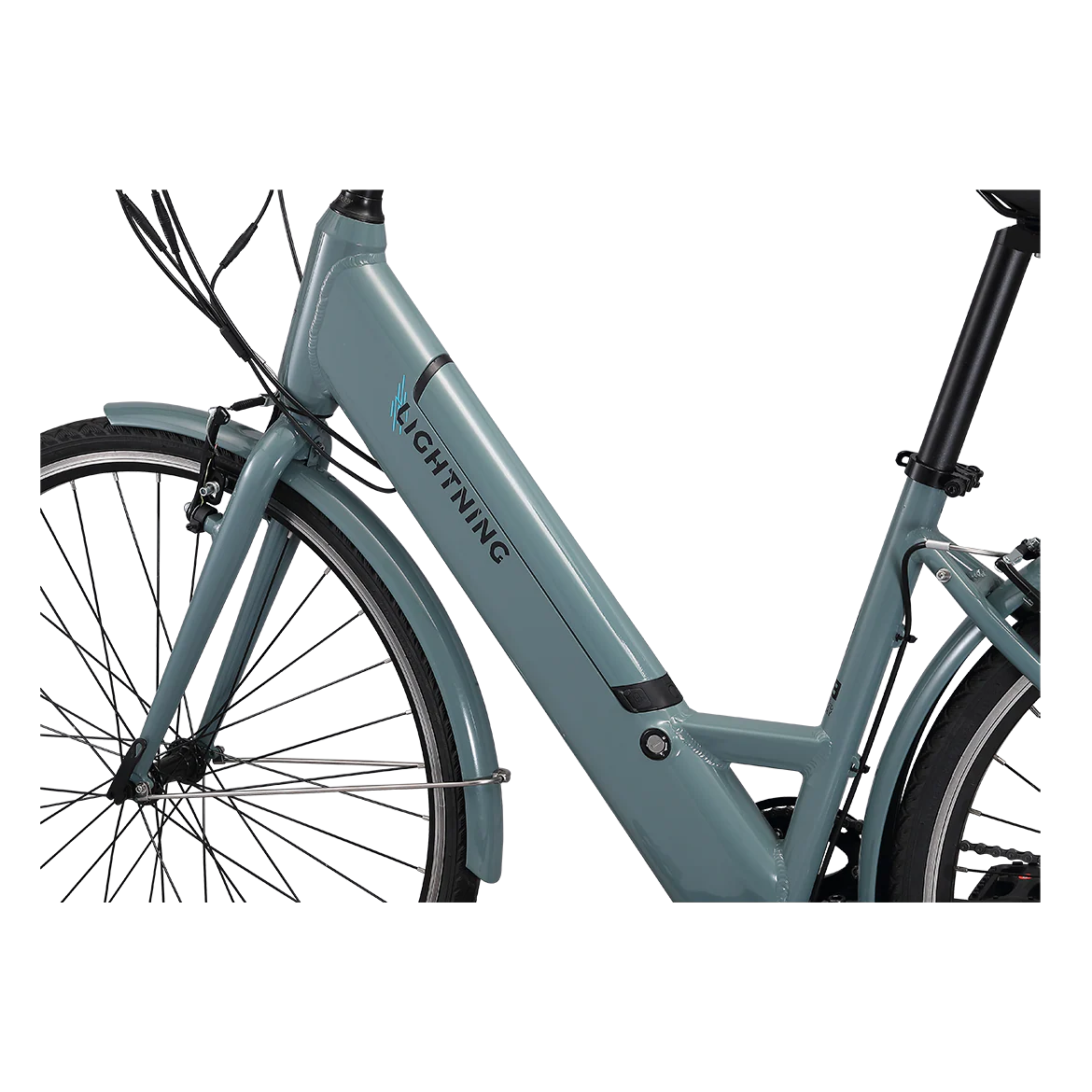 Pedal Lightning Step Through Electric Hybrid Bike Grey/Blue - Image 3