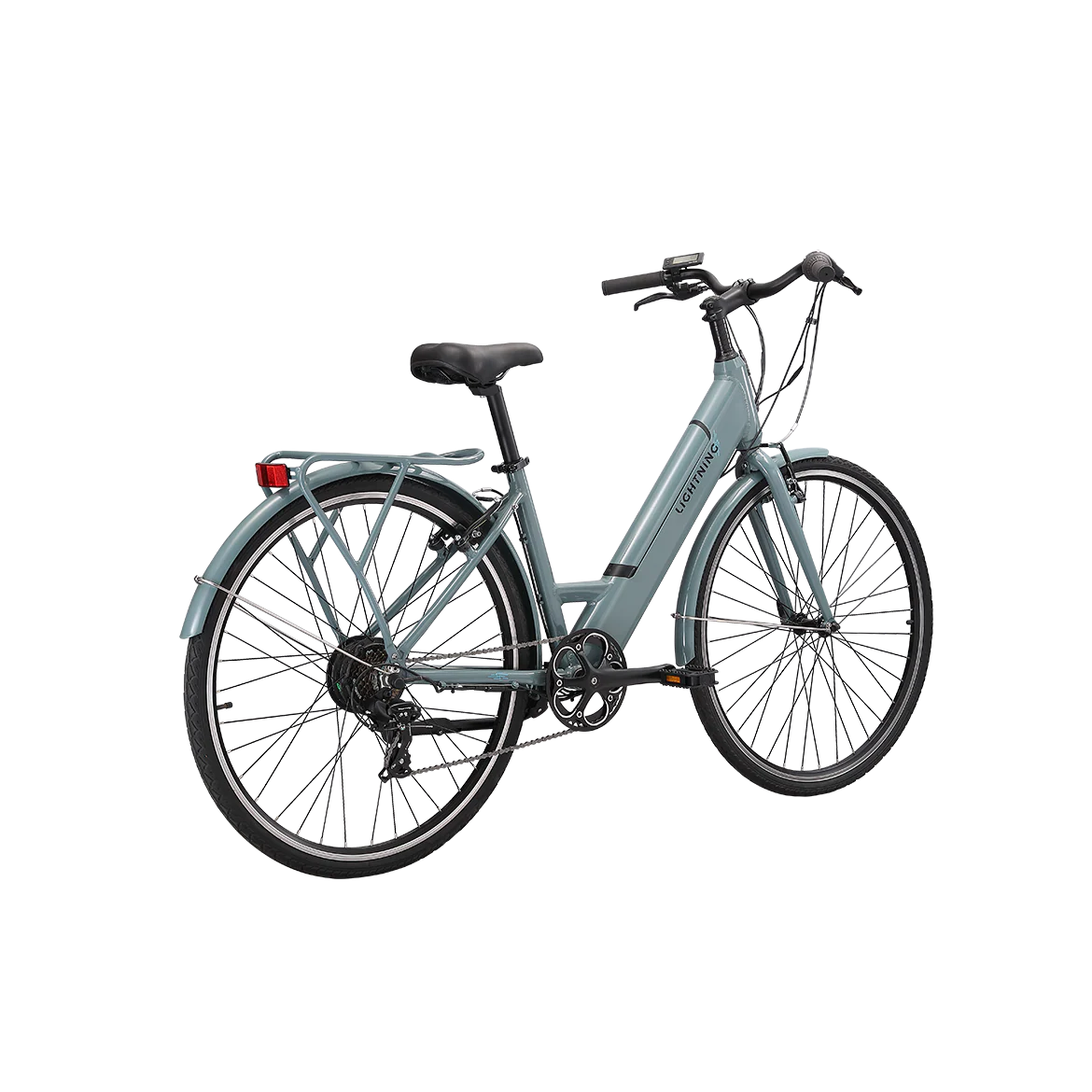 Pedal Lightning Step Through Electric Hybrid Bike Grey/Blue - Image 4