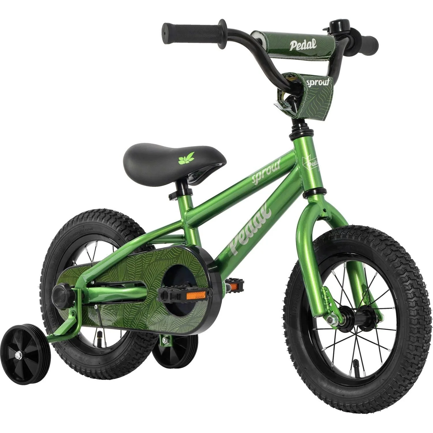 Pedal Sprout 12'' Kids Bike Green/Silver - Image 2