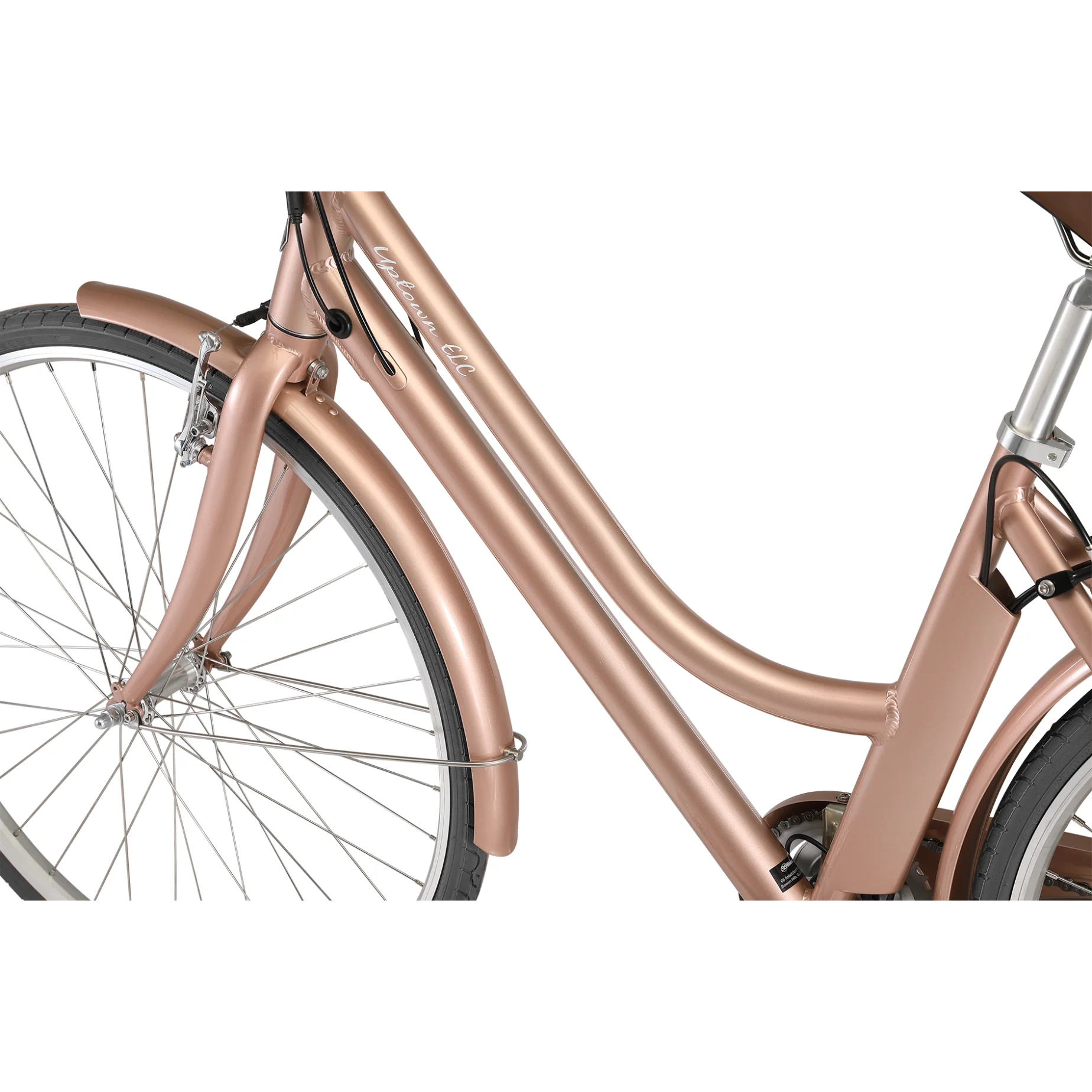 Pedal Uptown ELC Electric Vintage Cruiser Bike Rose Gold/Tan - Image 8