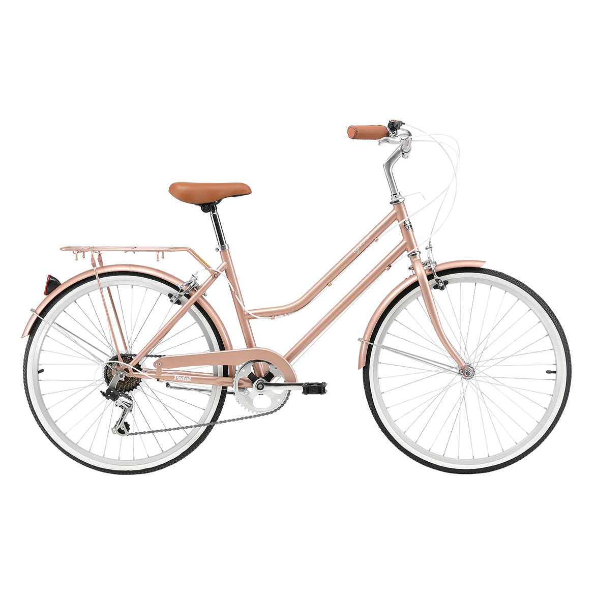 Pedal Uptown Junior 24'' Kids Vintage Cruiser Bike Rose Gold