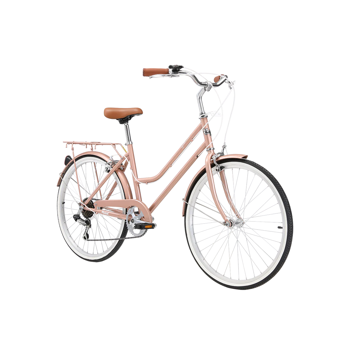Pedal Uptown Junior 24'' Kids Vintage Cruiser Bike Rose Gold - Image 2