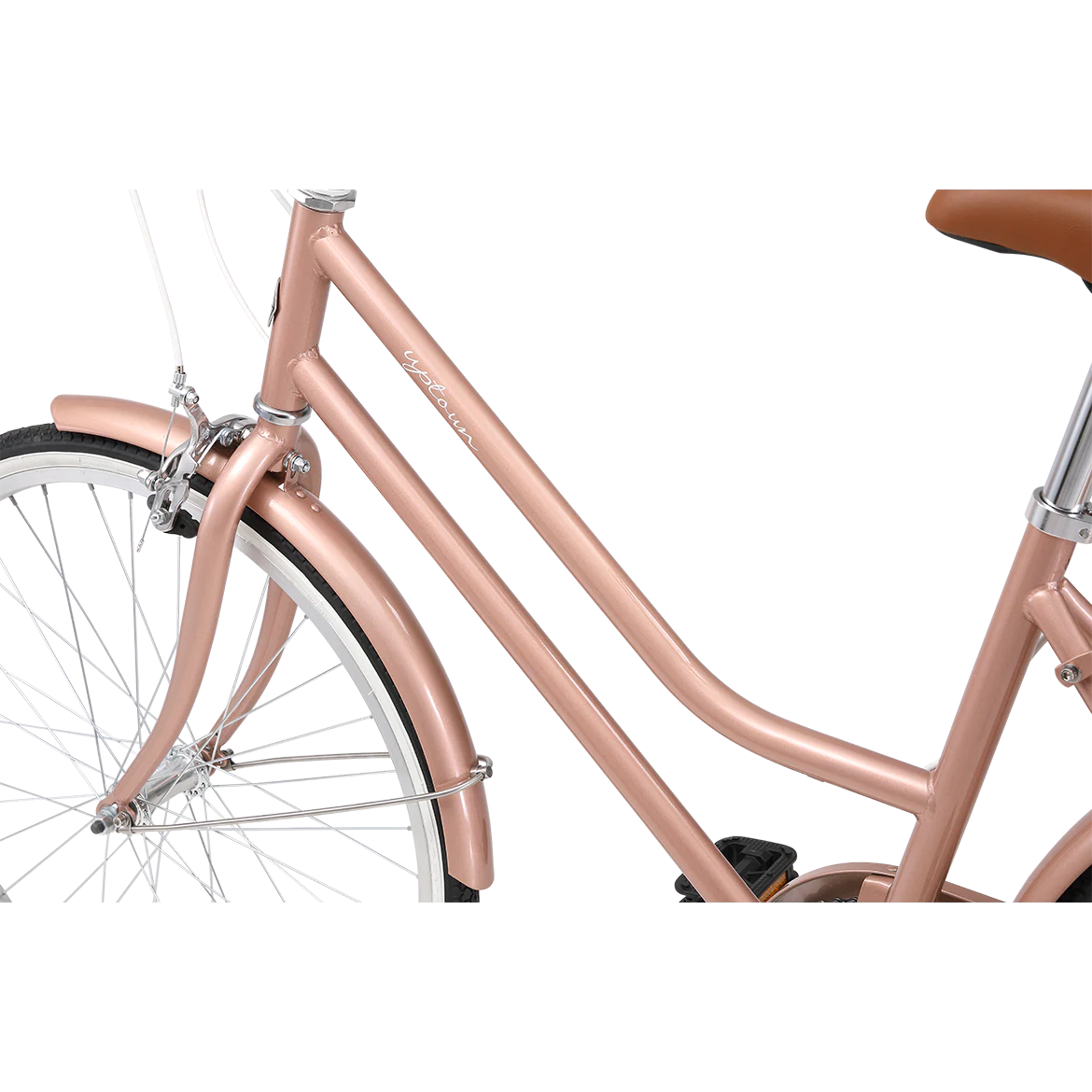 Pedal Uptown Junior 24'' Kids Vintage Cruiser Bike Rose Gold - Image 3