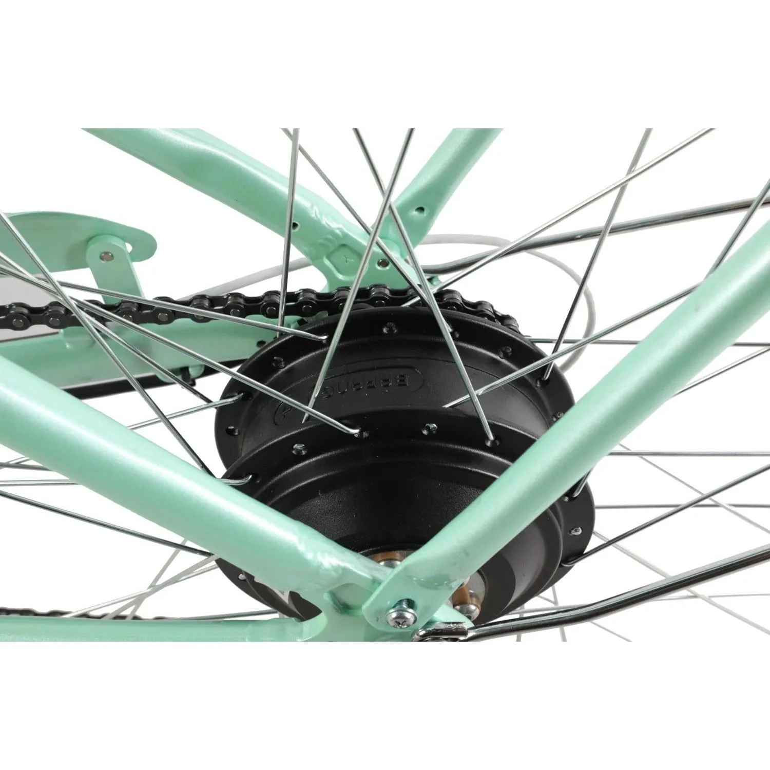 Pedal Uptown SL Electric Vintage Cruiser Bike 7-Speed Mint Green - Image 3