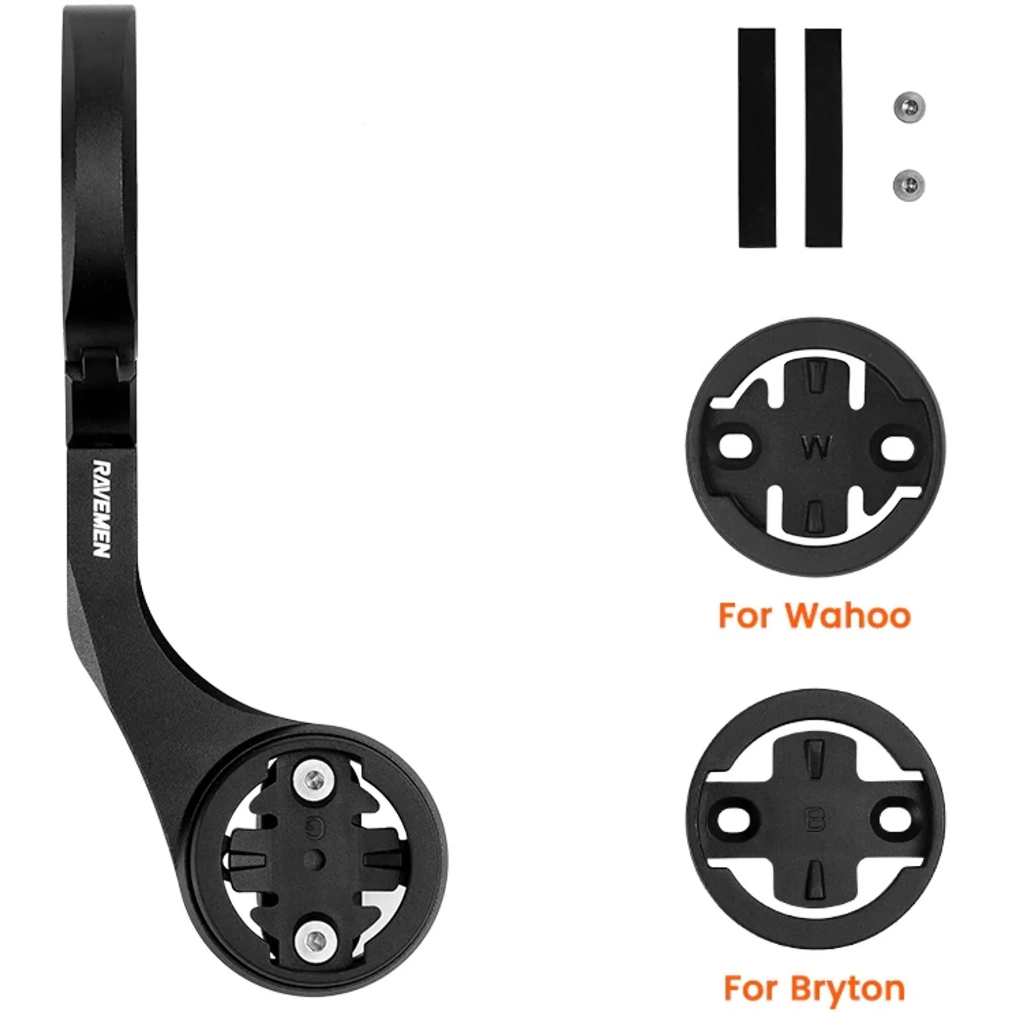 Ravemen AOM02 Alloy Out-Front Computer Mount 31.8mm w/ Go-Pro Adapter (suits Garmin, Wahoo, Bryton) - Image 3