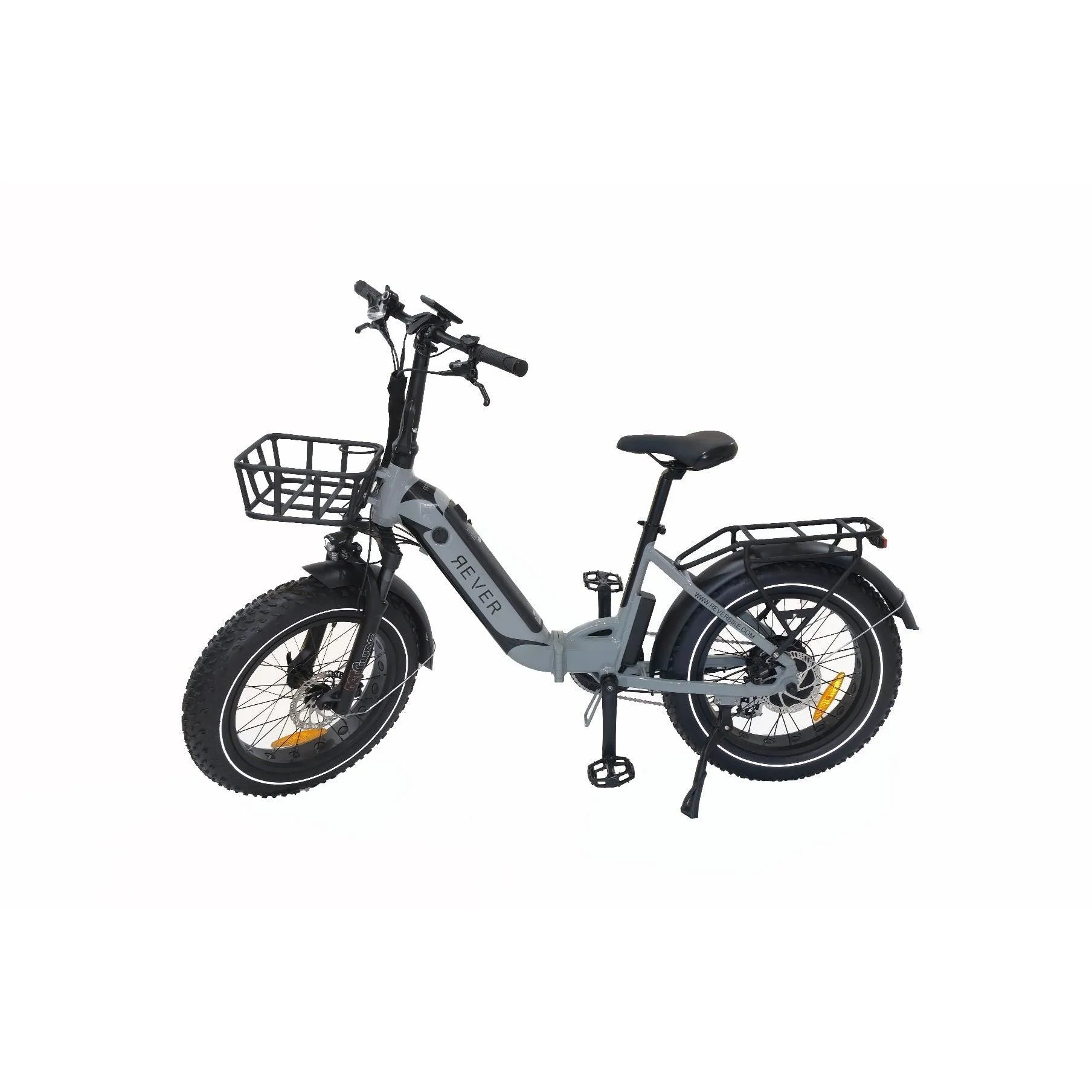 Rever Turbo Folding Fat Wheel Electric Bike Grey - Image 4