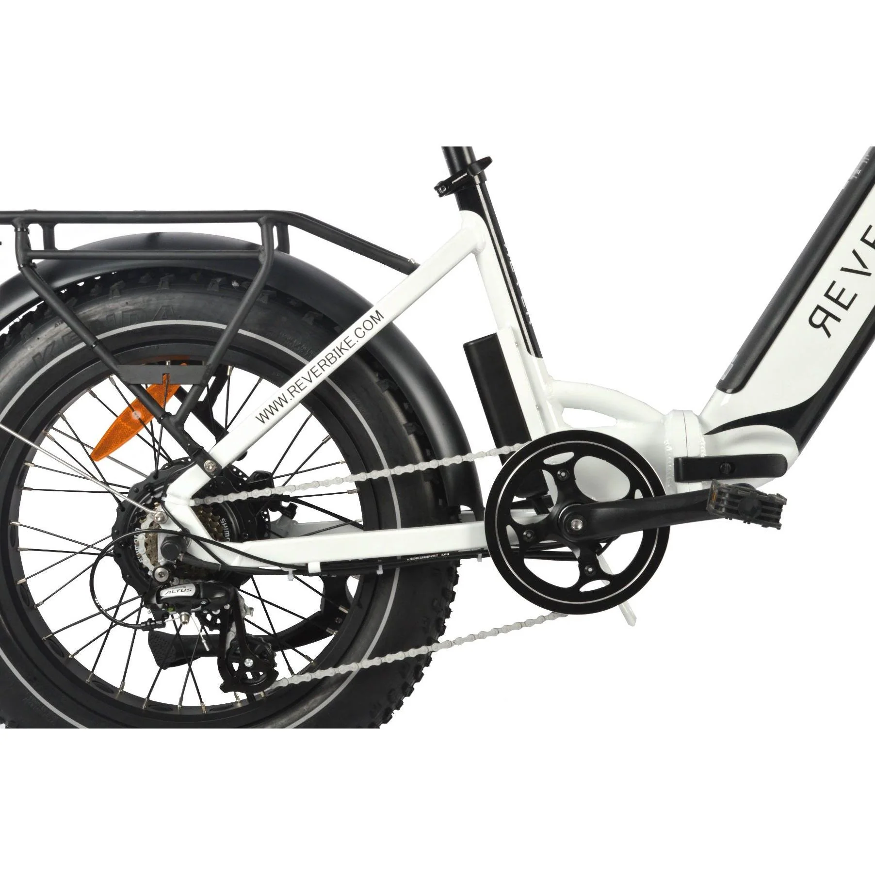 Rever Turbo Folding Fat Wheel Electric Bike White - Image 2