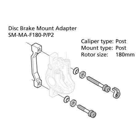 Shimano F180 Post Mount Disc Brake Adaptor 180mm - Image 2