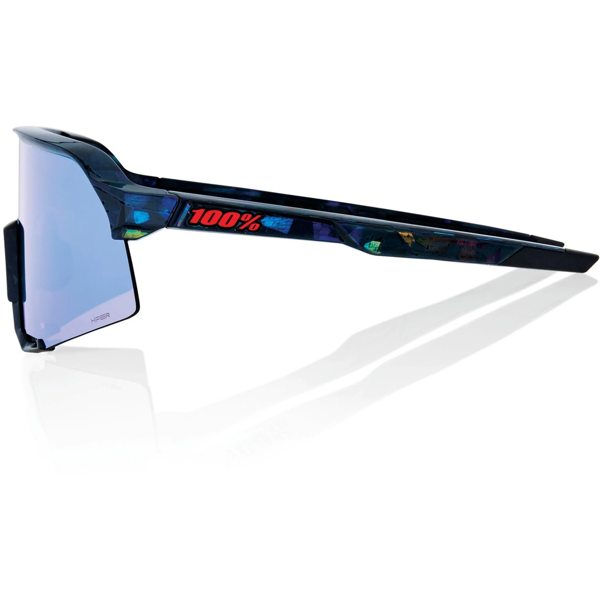 100% S3 Holographic Sunglasses Black Frame HiPER Blue Lens - Image 3