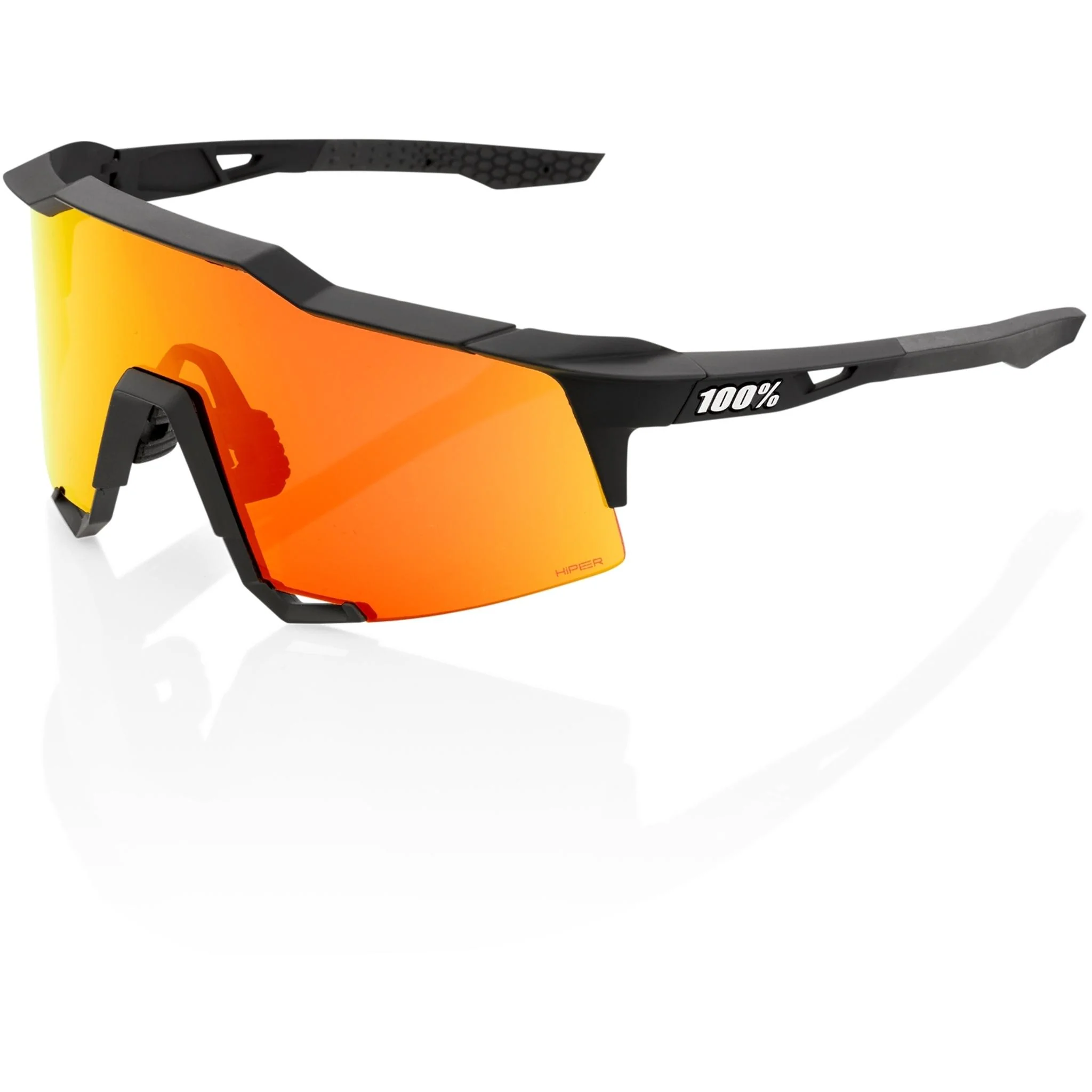 100% Speedcraft Sunglasses Soft Tact Black - HiPER Red Multilayer Mirror Lens