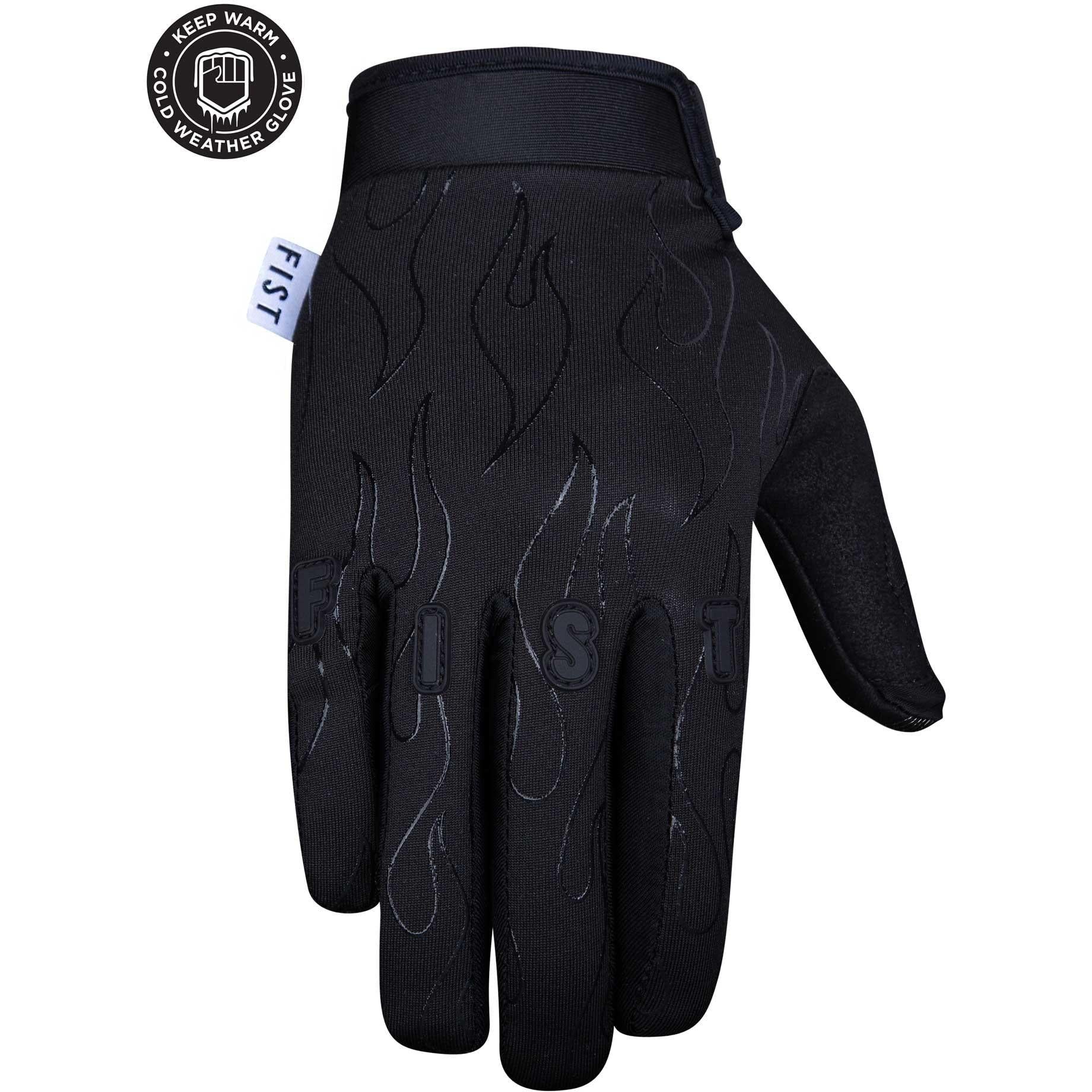 Fist Frosty Fingers Winter Gloves Black Flames